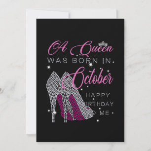 Birthday Gifts A Queen Was Born In October Holiday Card