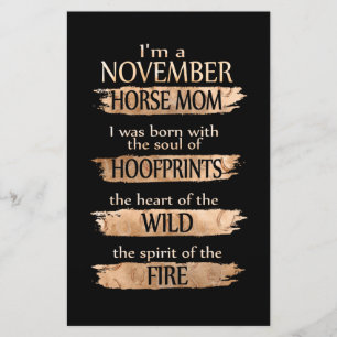 Birthday Gifts   I'm A November Horse Mom Stationery