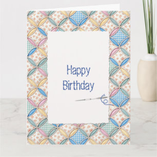 Birthday Gingham Cathedral Window Quilt Design Card