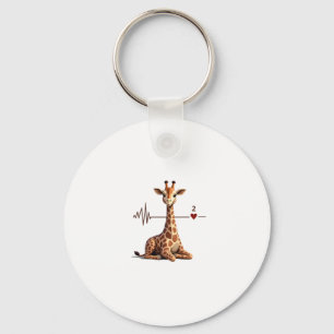 Birthday Giraffe Heartbeat Shirt for Woman Man Kid Keychain