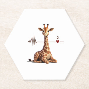 Birthday Giraffe Heartbeat Shirt for Woman Man Kid Paper Coaster