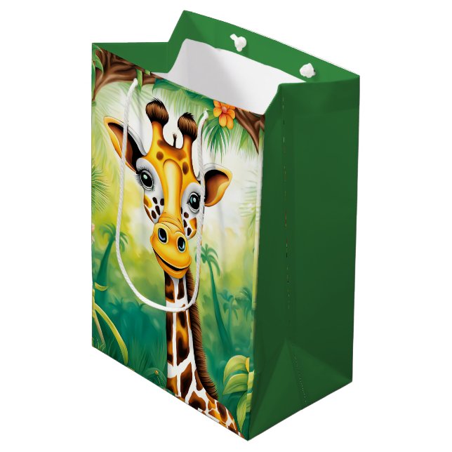 Birthday Giraffe Medium Gift Bag (Front Angled)
