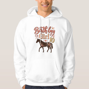 Birthday Girl 10 Horse Floral Vector Design_1 Hoodie