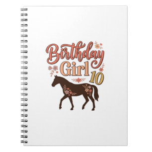 Birthday Girl 10 Horse Floral Vector Design_1 Notebook