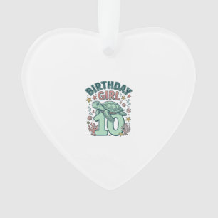 Birthday Girl 10 Sea Turtle Vintage Engraving Desi Ornament