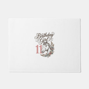 Birthday Girl 11 Horse Floral Vintage Shirt Design Doormat