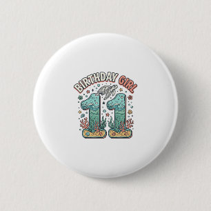Birthday Girl 11 Sea Turtle Ocean Party Design_1 2 Inch Round Button