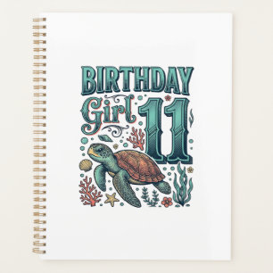 Birthday Girl 11 Sea Turtle Vintage Engraving Desi Planner