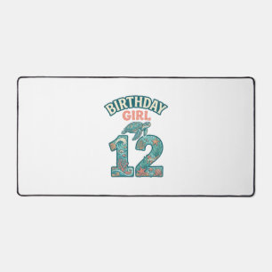 Birthday Girl 12 Sea Turtle Ocean Vintage Shirt De Desk Mat