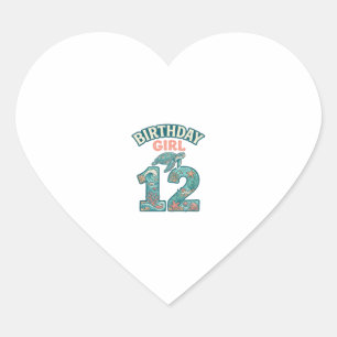 Birthday Girl 12 Sea Turtle Ocean Vintage Shirt De Heart Sticker