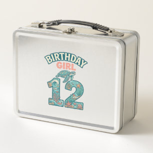 Birthday Girl 12 Sea Turtle Ocean Vintage Shirt De Metal Lunch Box