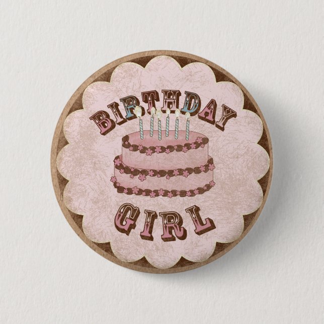 Birthday girl 2 inch round button (Front)
