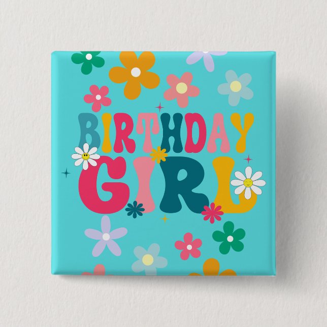 Birthday Girl 2" Square  2 Inch Square Button (Front)