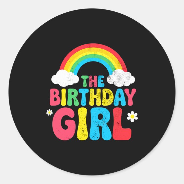 Birthday Girl 2nd 3rd 4th 5th 6th 7th 8th 9th Girl Classic Round Sticker (Front)