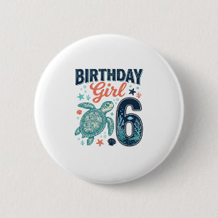 Birthday Girl 6 Sea Turtle Vector Design_1 2 Inch Round Button