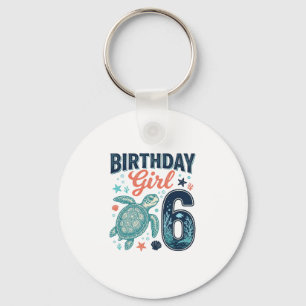 Birthday Girl 6 Sea Turtle Vector Design_1 Keychain