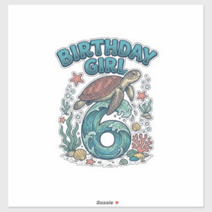 Birthday Girl 6 Sea Turtle Vintage Party Design_1