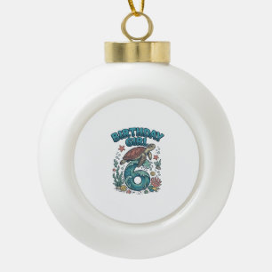 Birthday Girl 6 Sea Turtle Vintage Party Design_1 Ceramic Ball Christmas Ornament