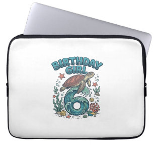 Birthday Girl 6 Sea Turtle Vintage Party Design_1 Laptop Sleeve