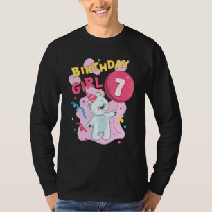 Birthday Girl 7 Cute Bear Motif Seventh Birthday D T-Shirt