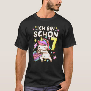 Birthday girl 7 years old, Unicorn, Pop It, German T-Shirt