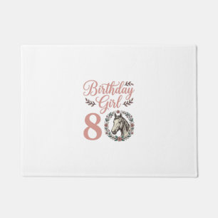 Birthday Girl 8 Horse Floral Vintage Shirt Design Doormat