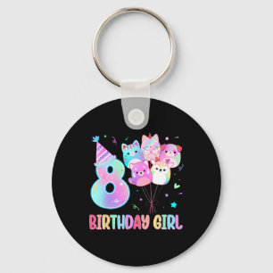 Birthday Girl 8th Birthday Squish Squad Mallow Gir Keychain