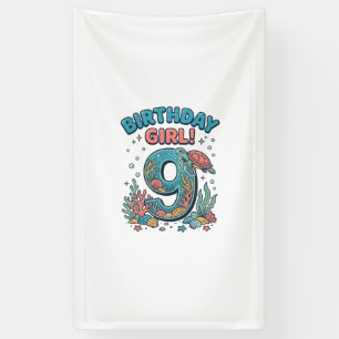 Birthday Girl 9 Ocean Turtle Vector Design_1 Banner