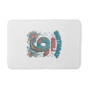 Birthday Girl 9 Ocean Turtle Vector Design_1 Bath Mat