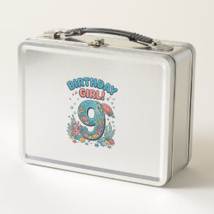 Birthday Girl 9 Ocean Turtle Vector Design_1 Metal Lunch Box