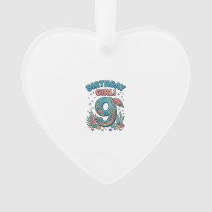 Birthday Girl 9 Ocean Turtle Vector Design_1 Ornament