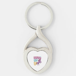 Birthday Girl 9 Unicorn Vintage Engraving Design_1 Keychain
