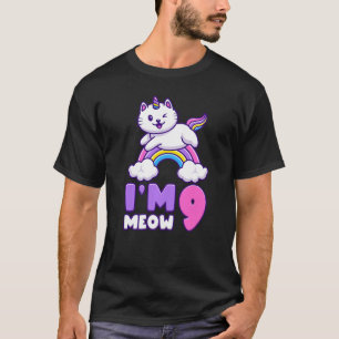Birthday girl 9 years old, cat, unicorn, 9th birth T-Shirt