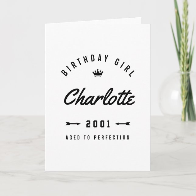 Birthday Girl Aged To Perfection Nostalgic Card (Front)