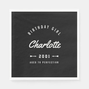 Birthday Girl Aged To Perfection Retro Napkin