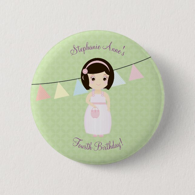 Birthday Girl at Gift Table 2 Inch Round Button (Front)