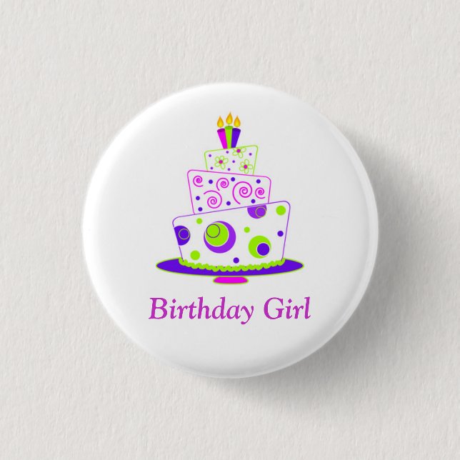 Birthday Girl Badge 1 Inch Round Button (Front)