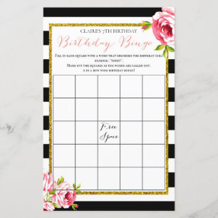 Birthday Girl Bingo Game