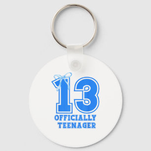 Birthday Girl Blue Coquette Bow 13 Years Old 13th Keychain