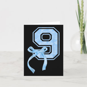Birthday Girl Blue Coquette Bow 9 Year Old Aesthet Card