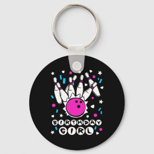 Birthday Girl Bowling Party Cool Kids Cute Pins Bo Keychain