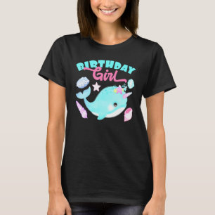 Birthday Girl Cake Candle Narwhale Animals Fish To T-Shirt