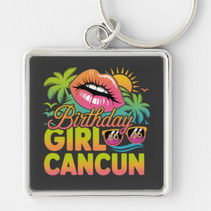 Birthday Girl Cancun 2026 Tropical Vacation Trip Keychain