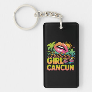 Birthday Girl Cancun 2026 Tropical Vacation Trip Keychain