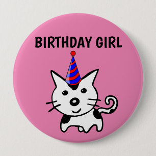 BIRTHDAY GIRL CAT BUTTONS
