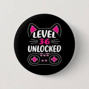 Birthday Girl Cat Lover Video Game Level 36 Unlock 2 Inch Round Button