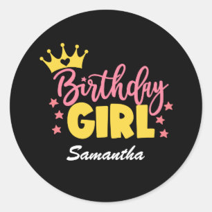 Birthday Girl Custom Simple Photo Classic Round Sticker