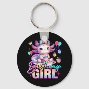 Birthday Girl Cute Axolotl Birthday Party Kids Gir Keychain