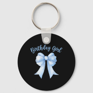 Birthday Girl Cute Blue Coquette Bow Y2k Women Bir Keychain