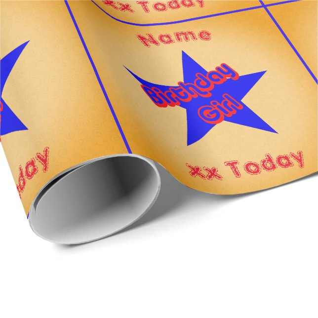 Birthday Girl Cute Personalized Birthday  Wrapping Paper (Roll Corner)